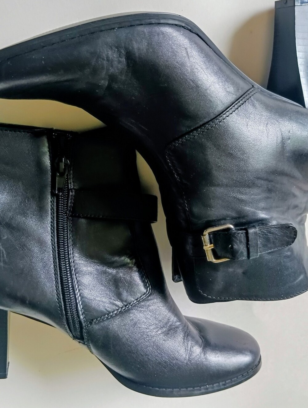 American Living Black Pointed Toe Ankle Booties with Buckle